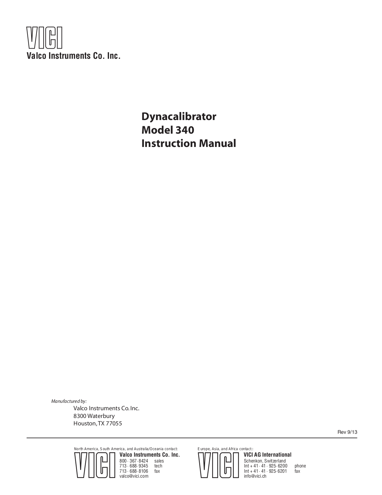 VICI 340 User Manual