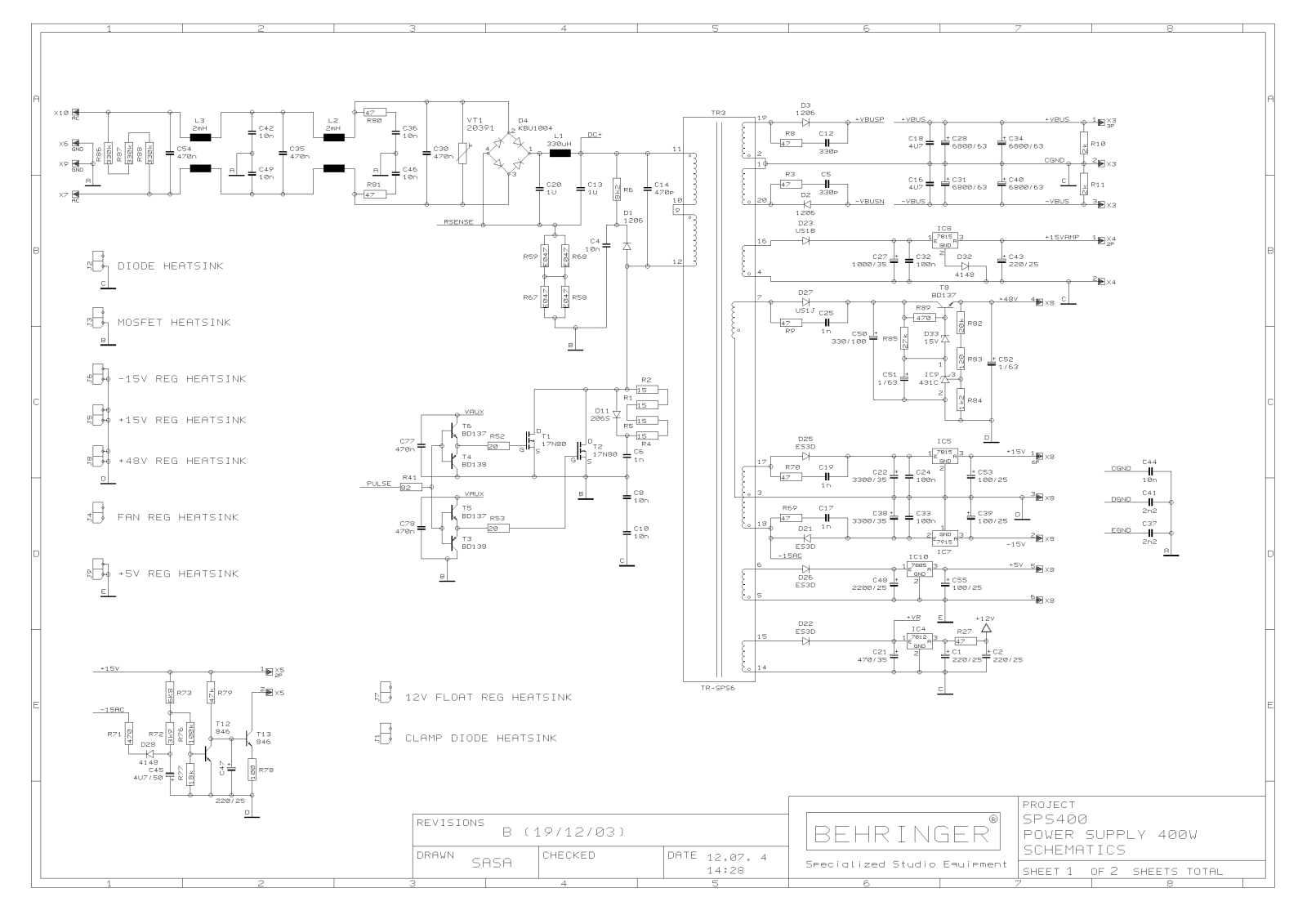 Behringer PMH-1000B Schematic