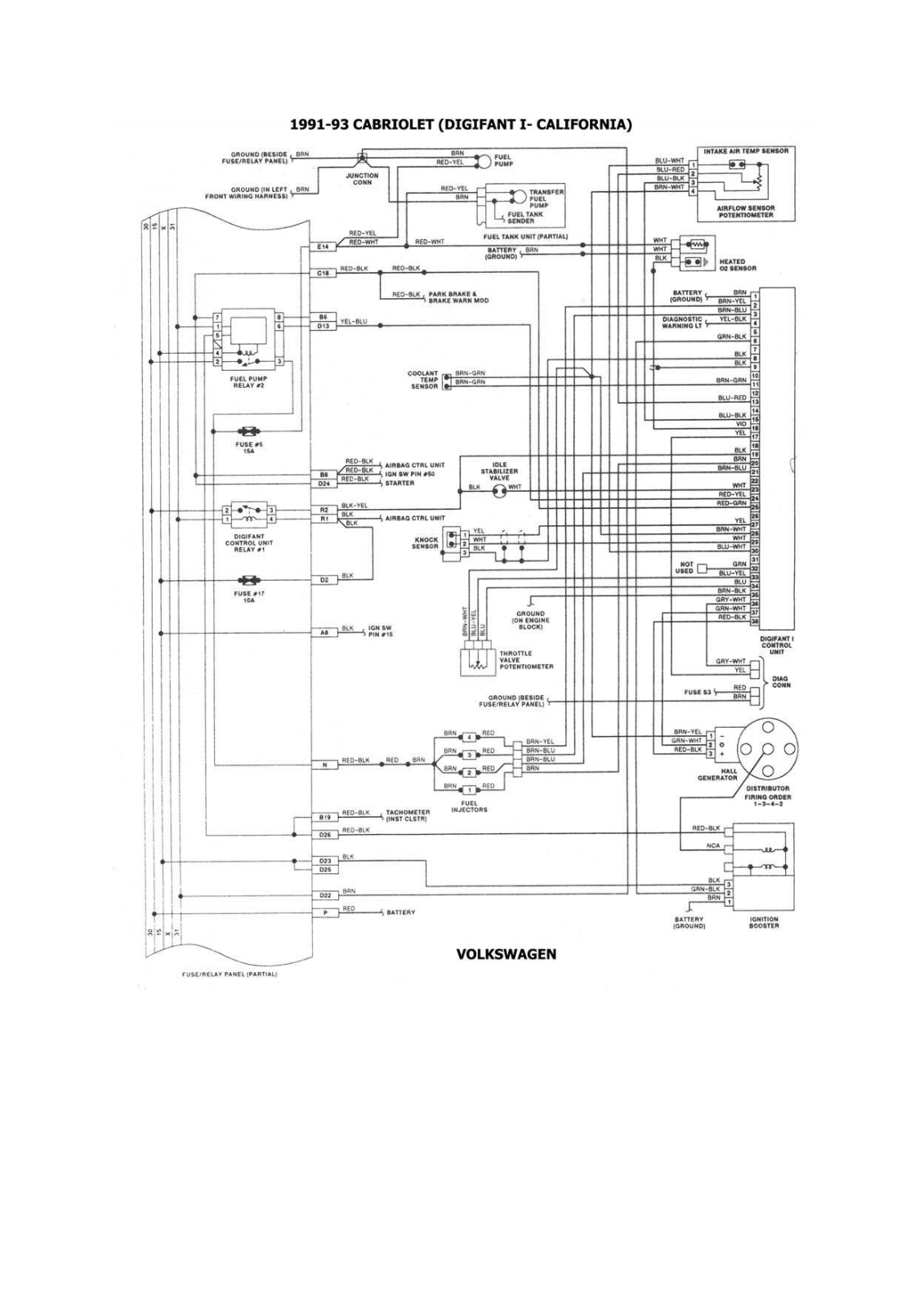 Volkswagen Cabriolet 12-34 Esqvw10 Diagram