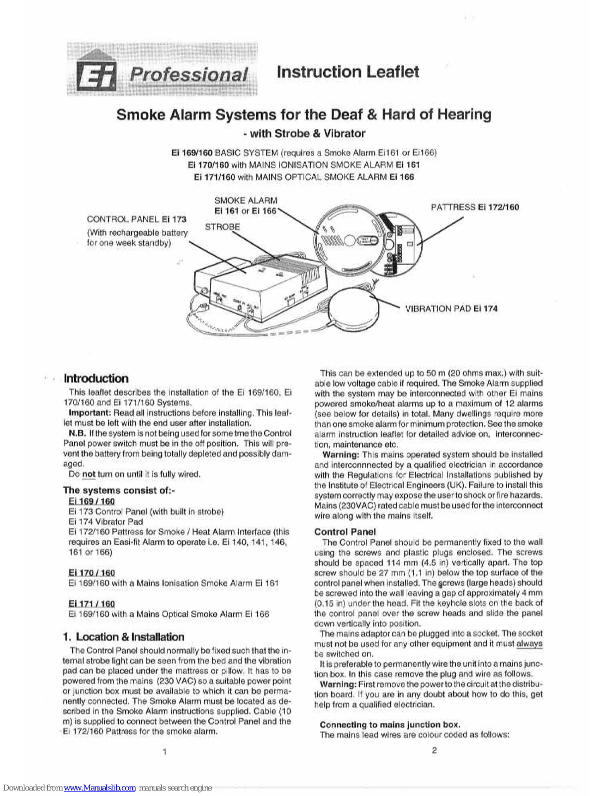 Ei Electronics Ei 160, Ei 170, Ei 171, Ei 161, Ei 166 Instruction Leaflet