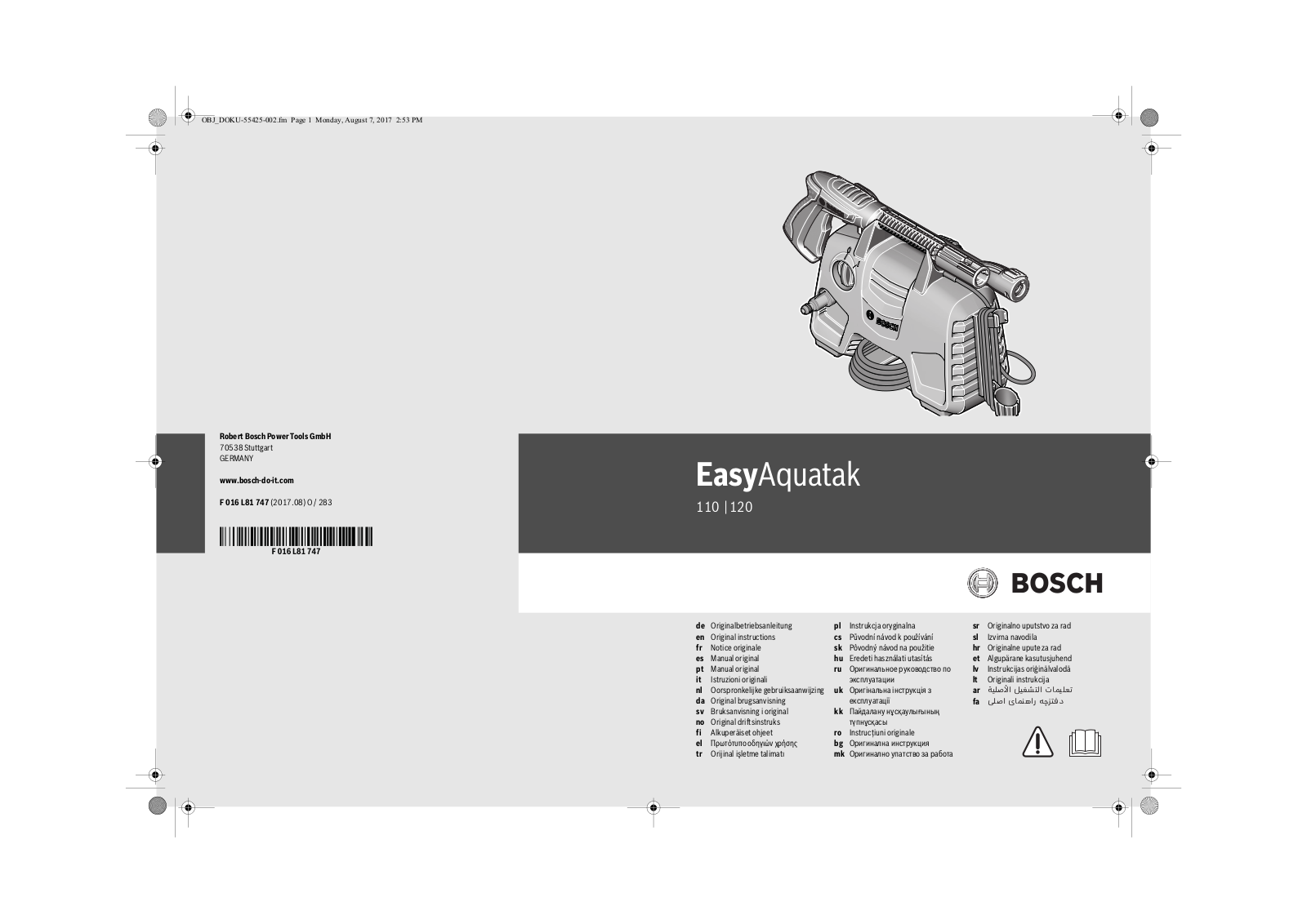 Bosch EasyAquatac 110, EasyAquatak 110 User manual