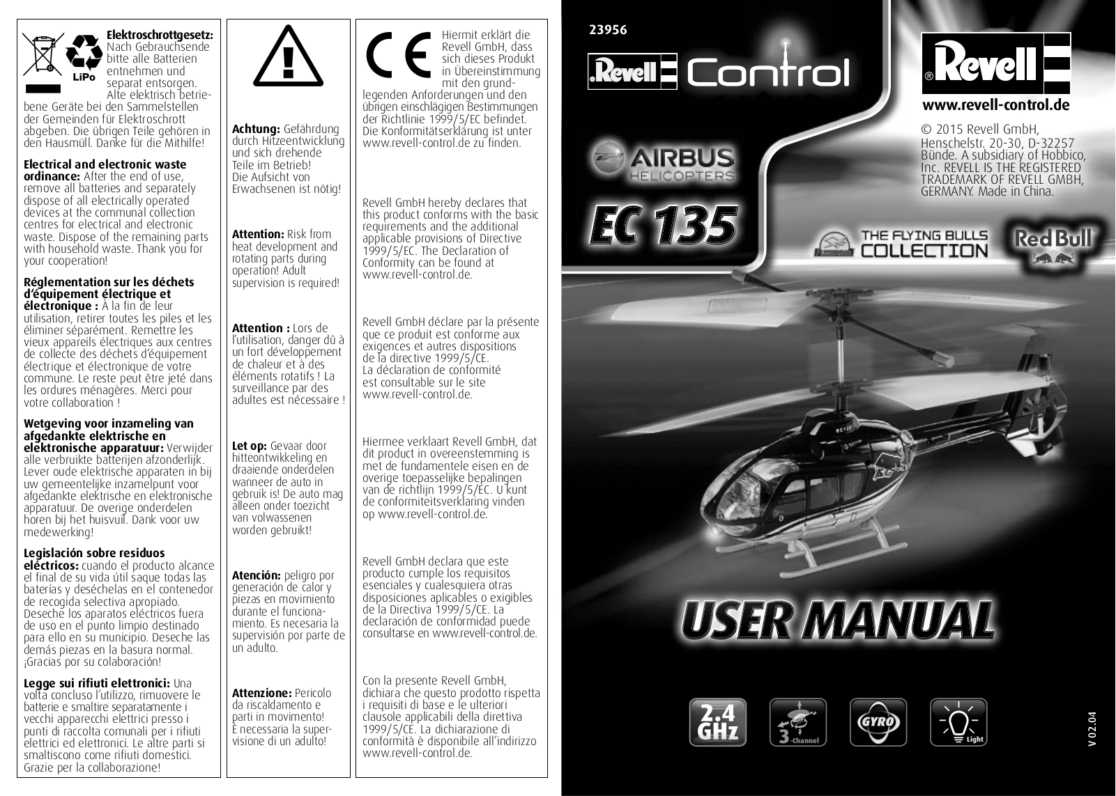 Revell RC EC135 Flying Bulls operation manual