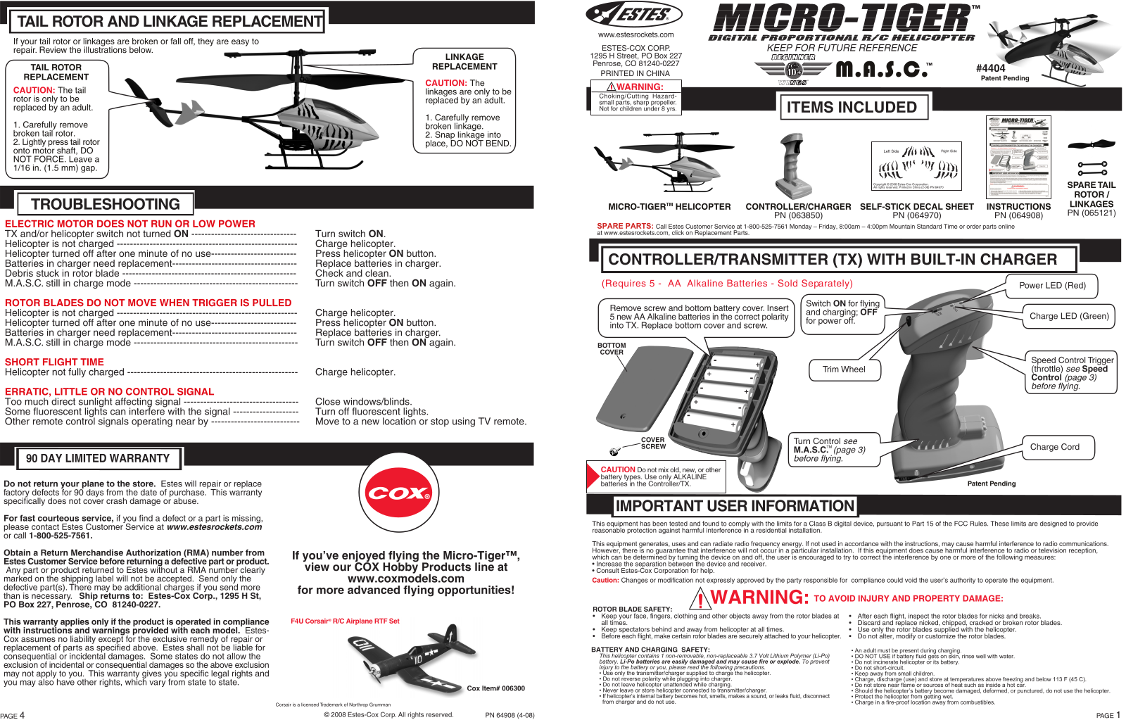 ESTES Micro Tiger Heli User Manual