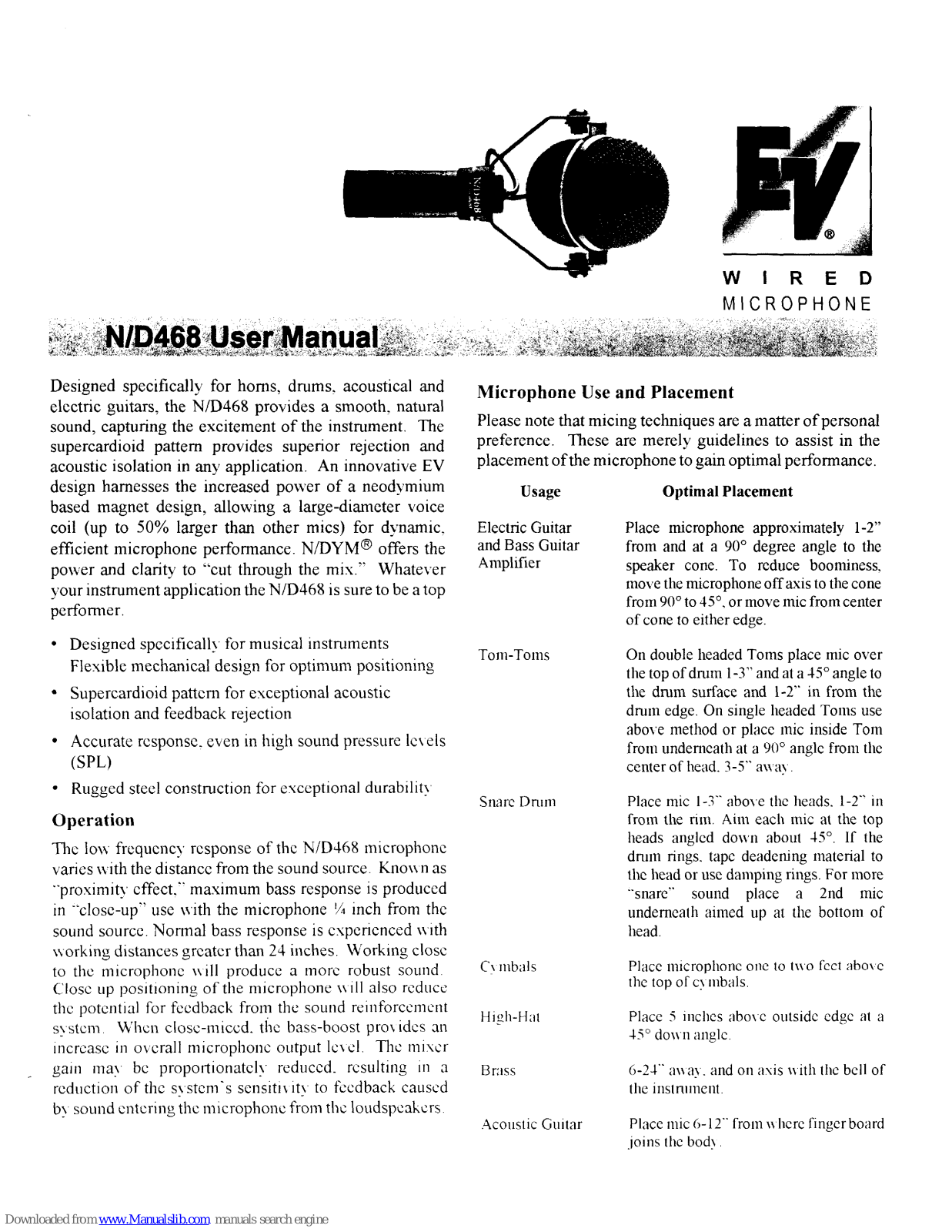 Electro-Voice D468, N468 User Manual