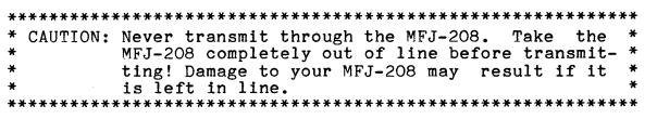 MFJ MFJ-208 User Manual