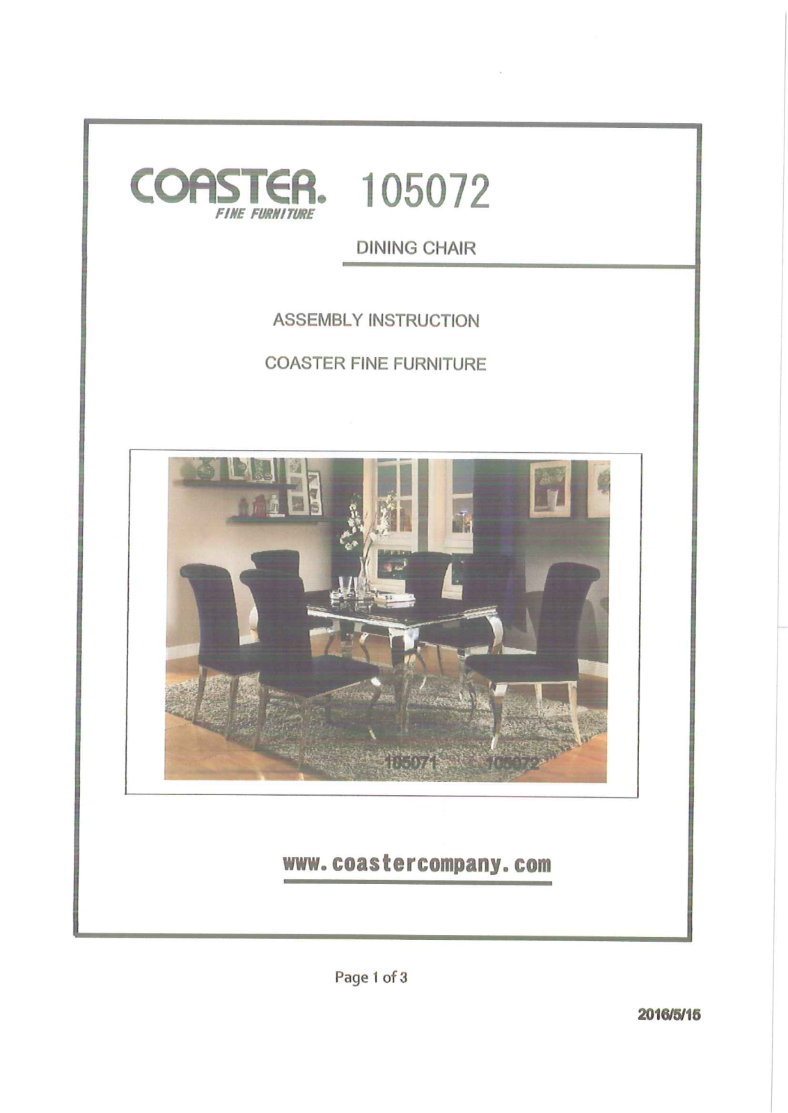 Coaster 105072 Assembly Guide