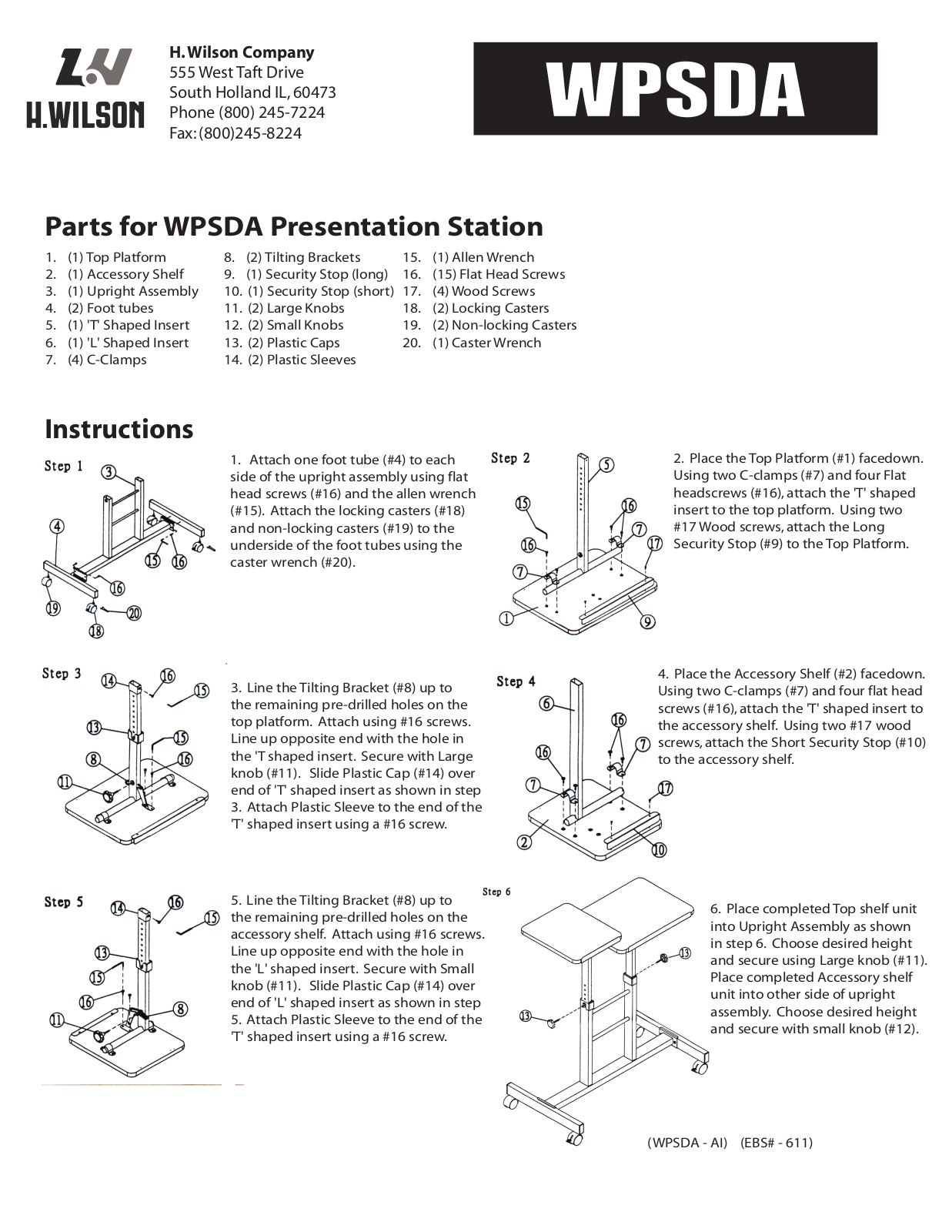 Luxor|H.Wilson WPSDA User Manual