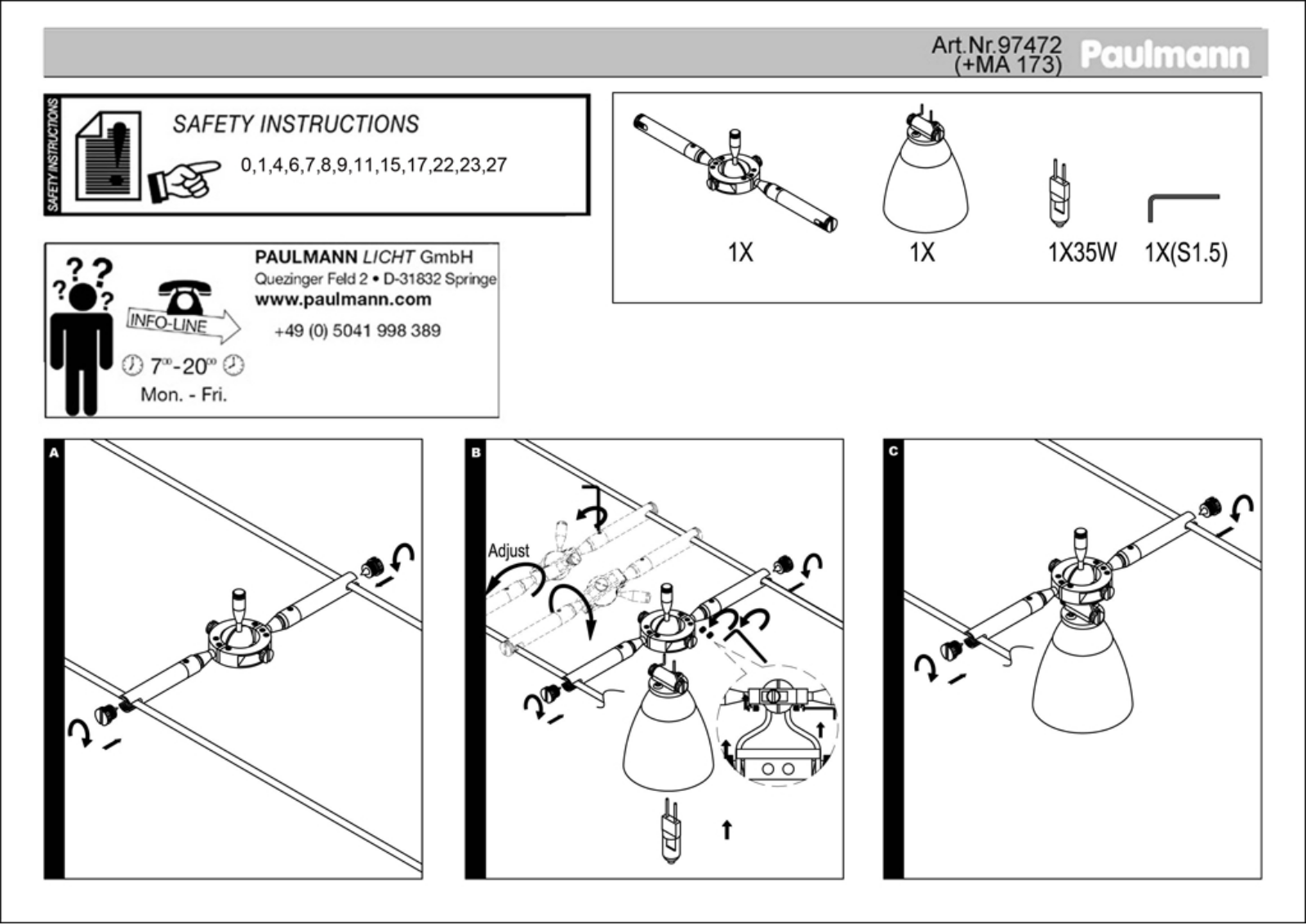 Paulmann 97472 Safety instructions - ManualMachine.com
