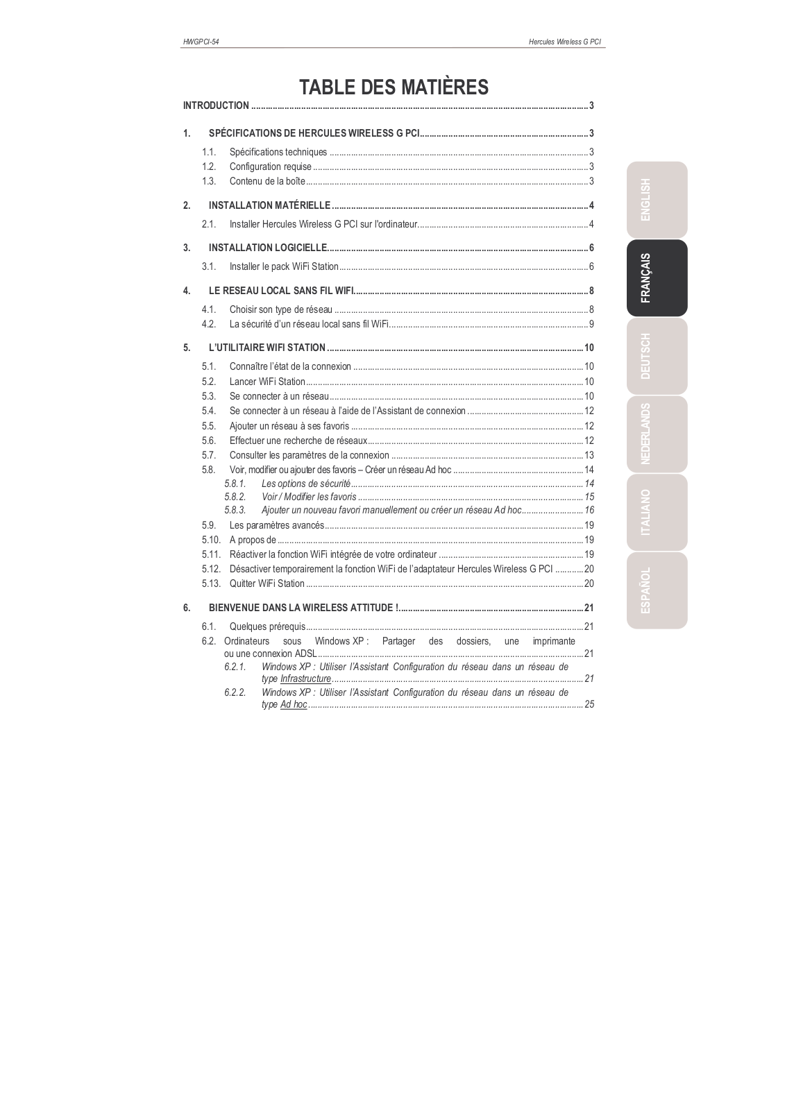 HERCULES WIRELESS G PCI User Manual