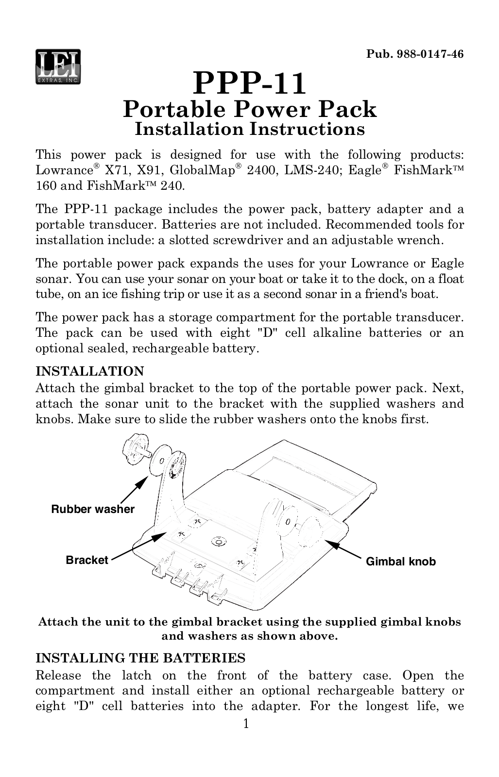 Eagle PPP-11 INSTALLATION INSTRUCTIONS