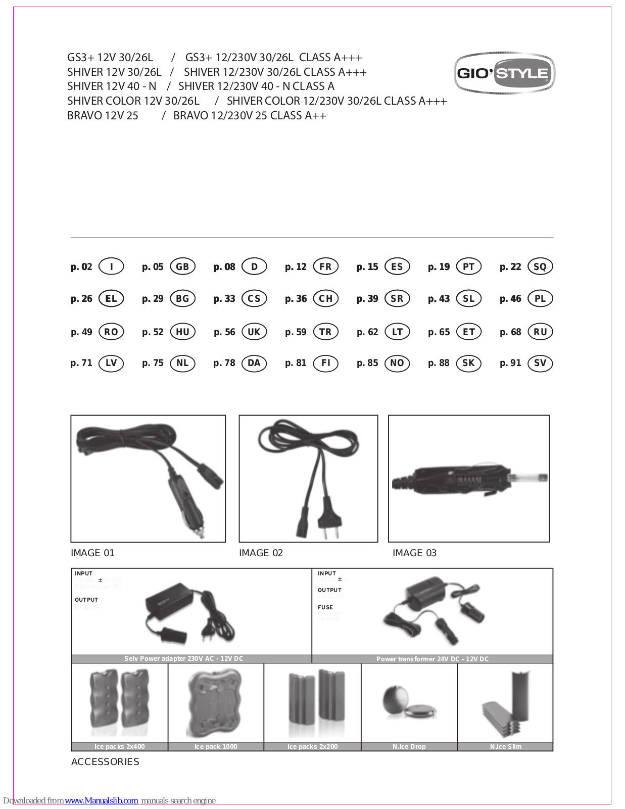 Giostyle Bravo 25, GS3+ 26, GS3+ 30, SHIVER 30, SHIVER 26 User Manual