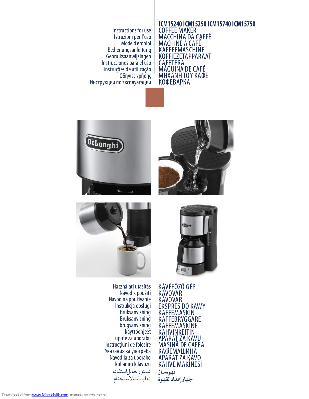 Delonghi ICM16731, ICM 16210 Instructions Manual