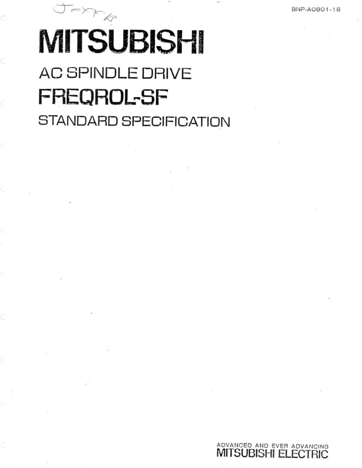 mitsubishi FREQROL-SF Specification Manual