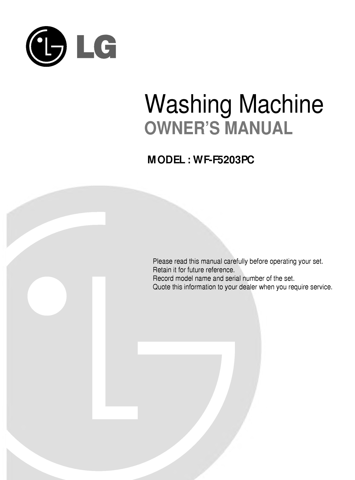 LG WF-F5203PC User Manual