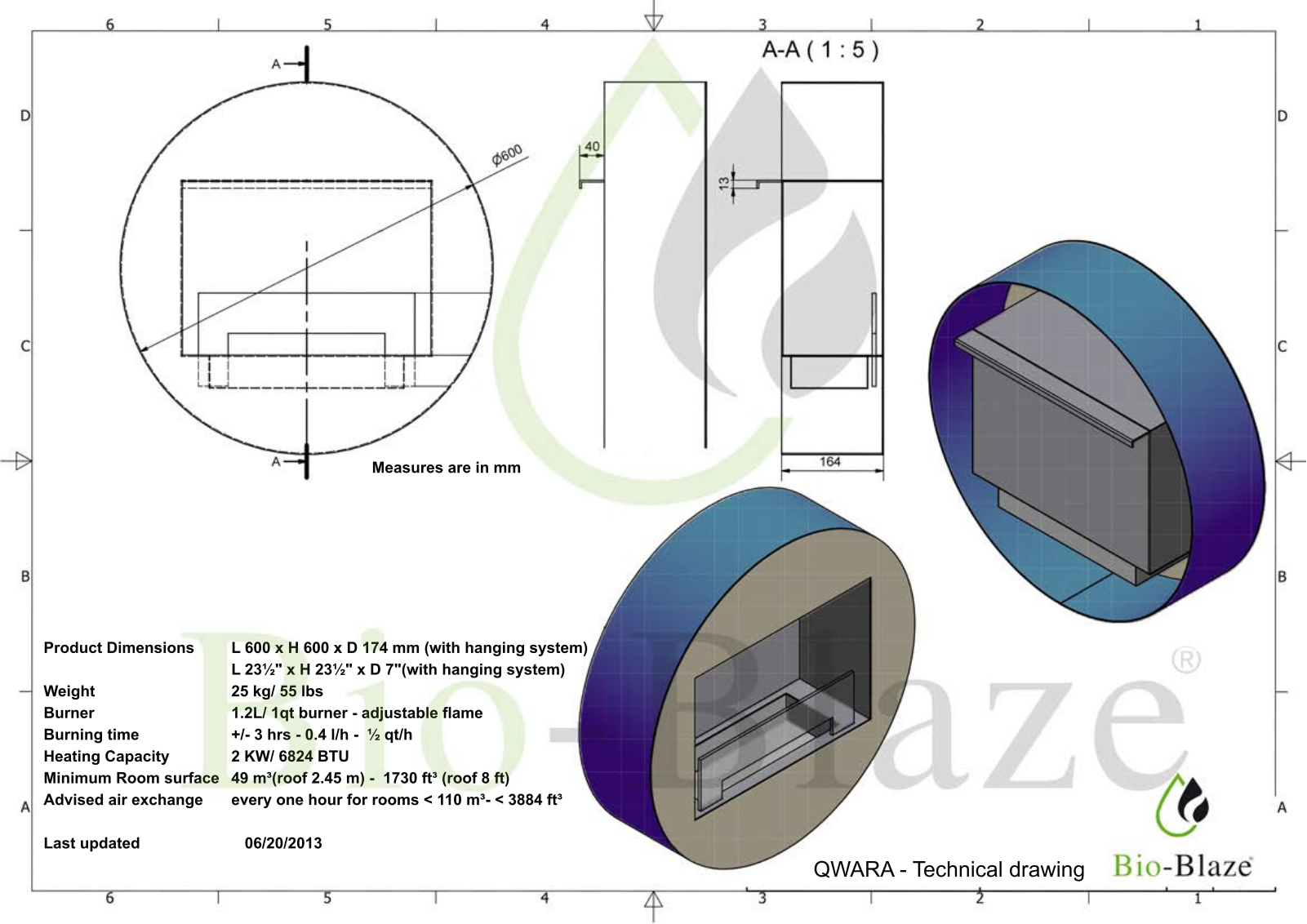 Bio-Blaze BBQWAW Technical Drawing - ManualMachine.com