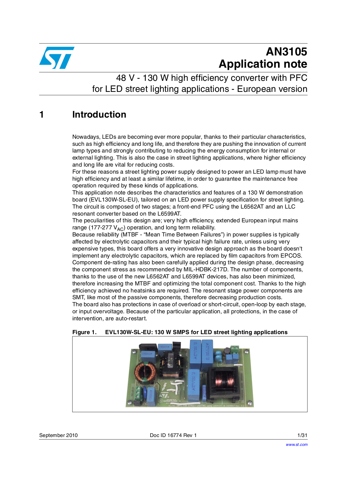 ST AN3105 APPLICATION NOTE