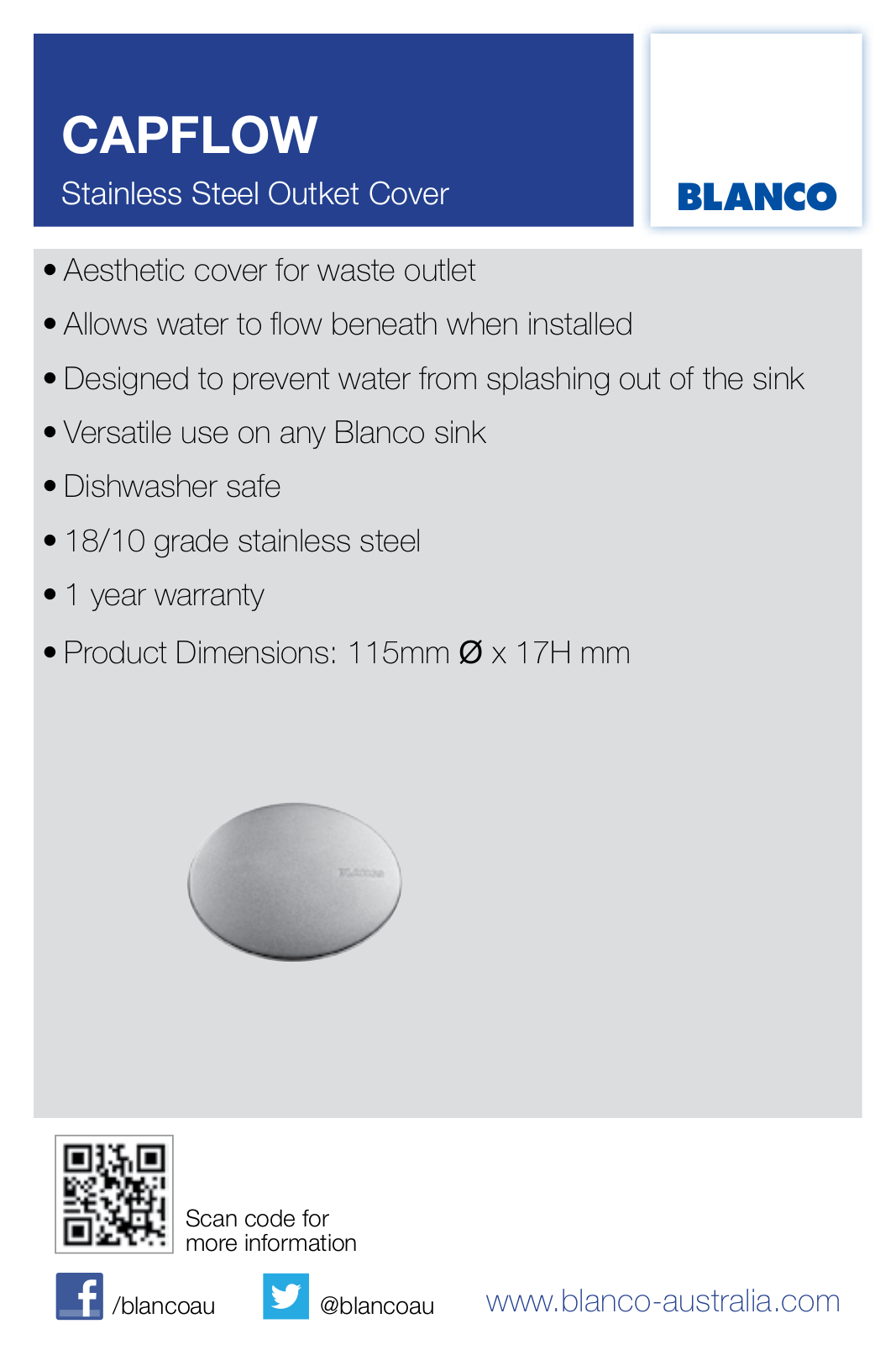 Blanco CAPFLOW Specifications Sheet