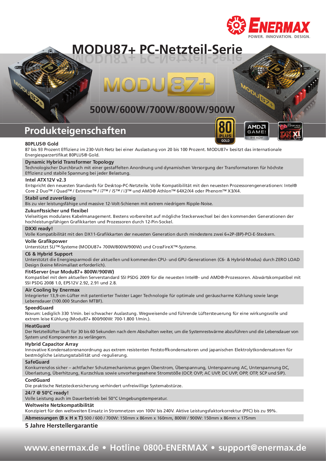 Enermax MODU87 PLUS DATASHEET