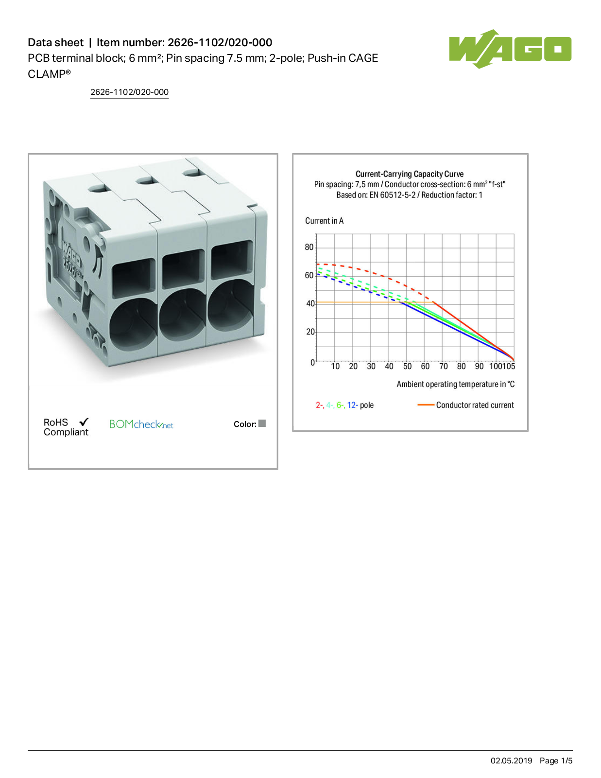 Wago 2626-1102/020-000 Data Sheet