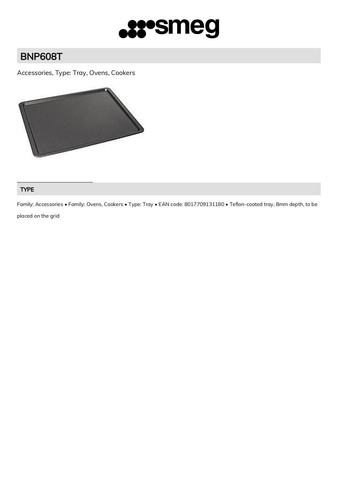 Smeg BNP608T Technical sheet