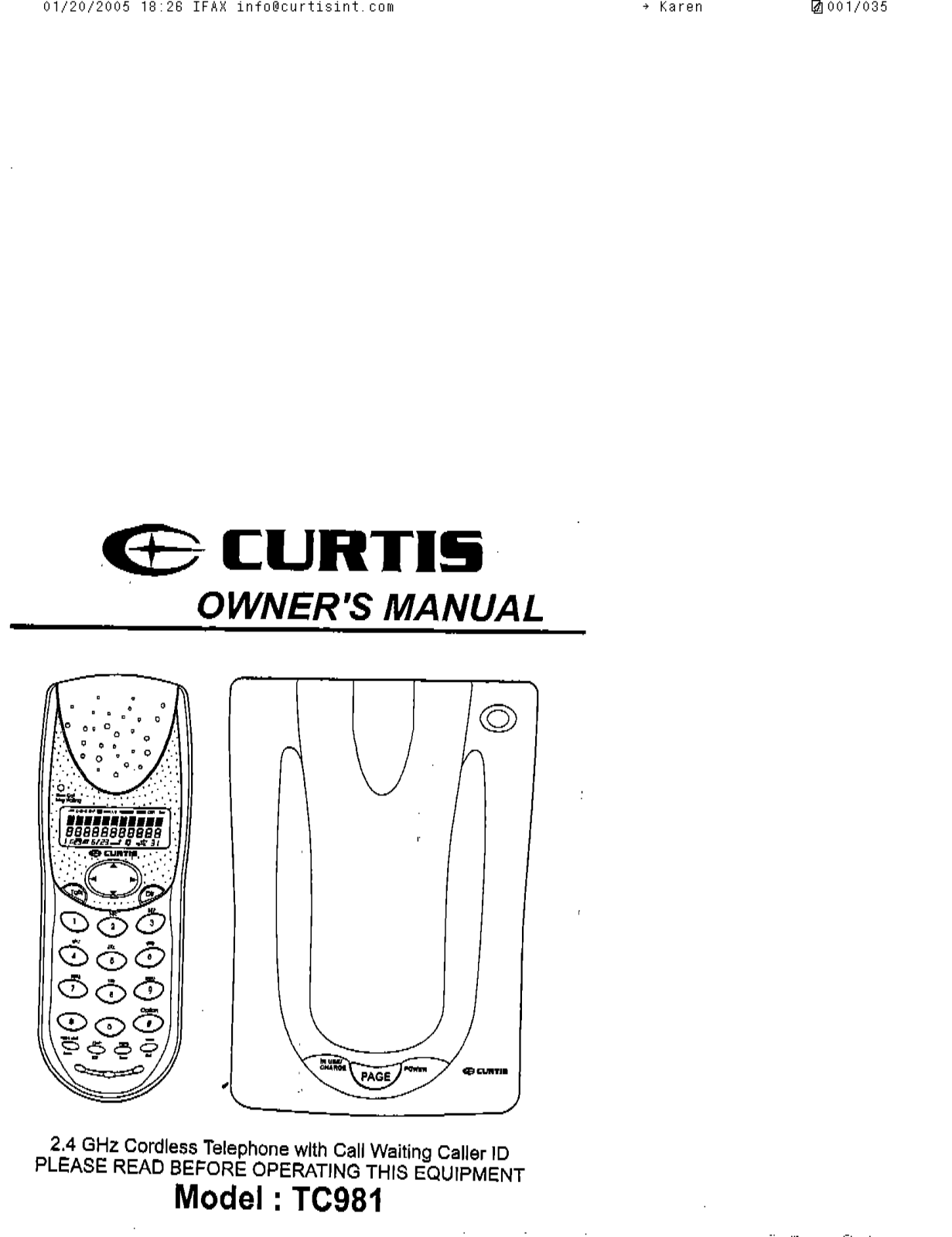 CURTIS TC981 User Manual