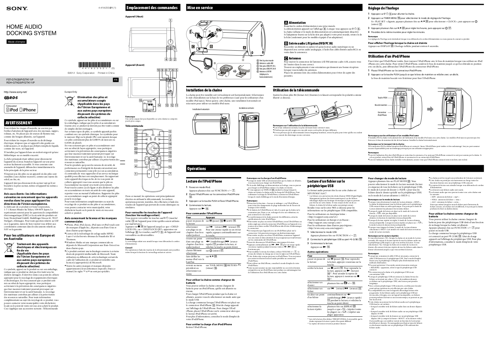 SONY DRDH-GTK11IP User Manual