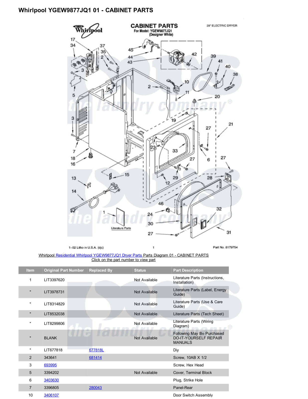 Whirlpool YGEW9877JQ1 Parts Diagram