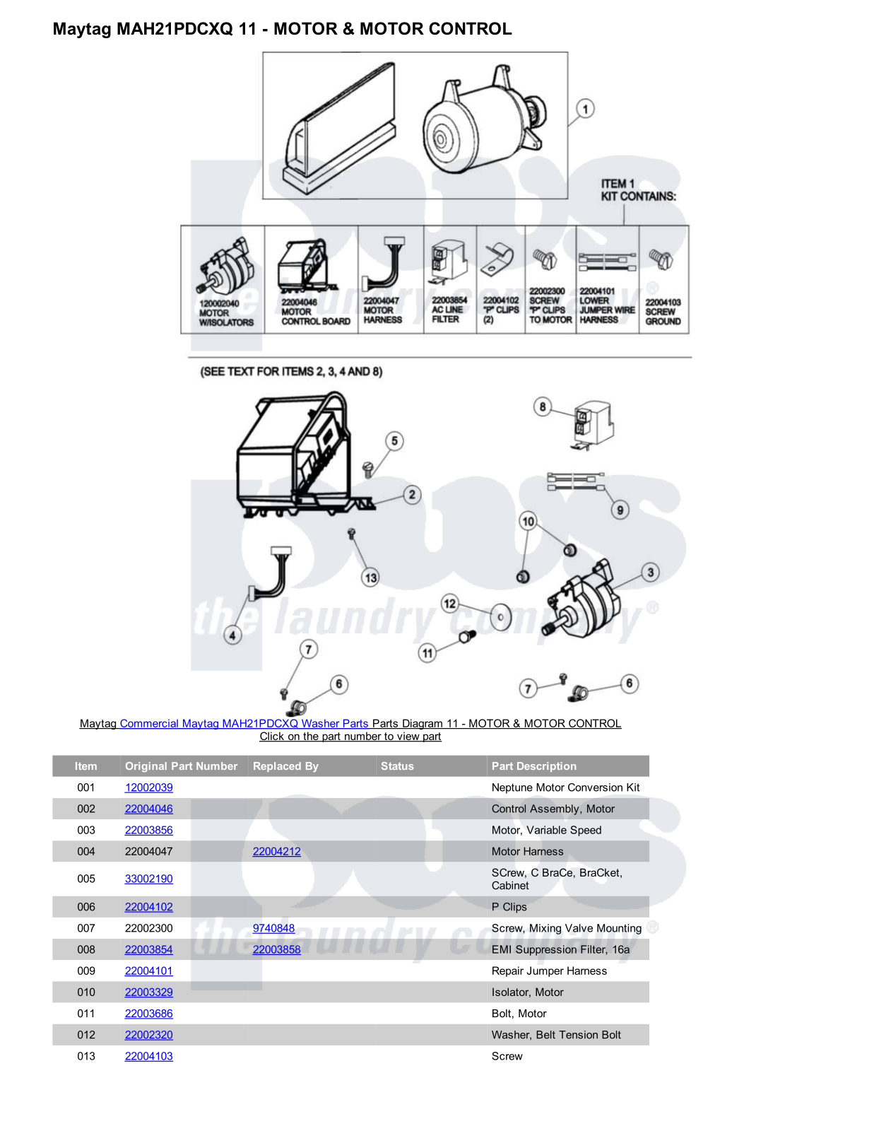 Maytag MAH21PDCXQ Parts Diagram