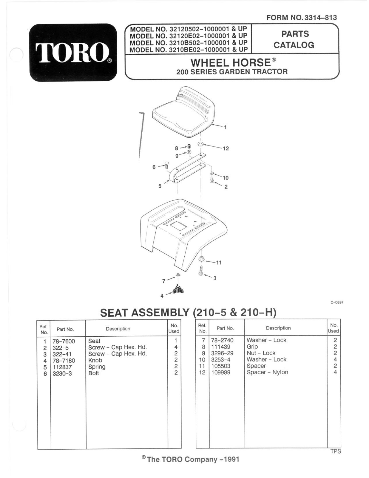 Toro 32-10B502, 32-10BE02, 32-12O502, 32-12OE02 Parts Catalogue