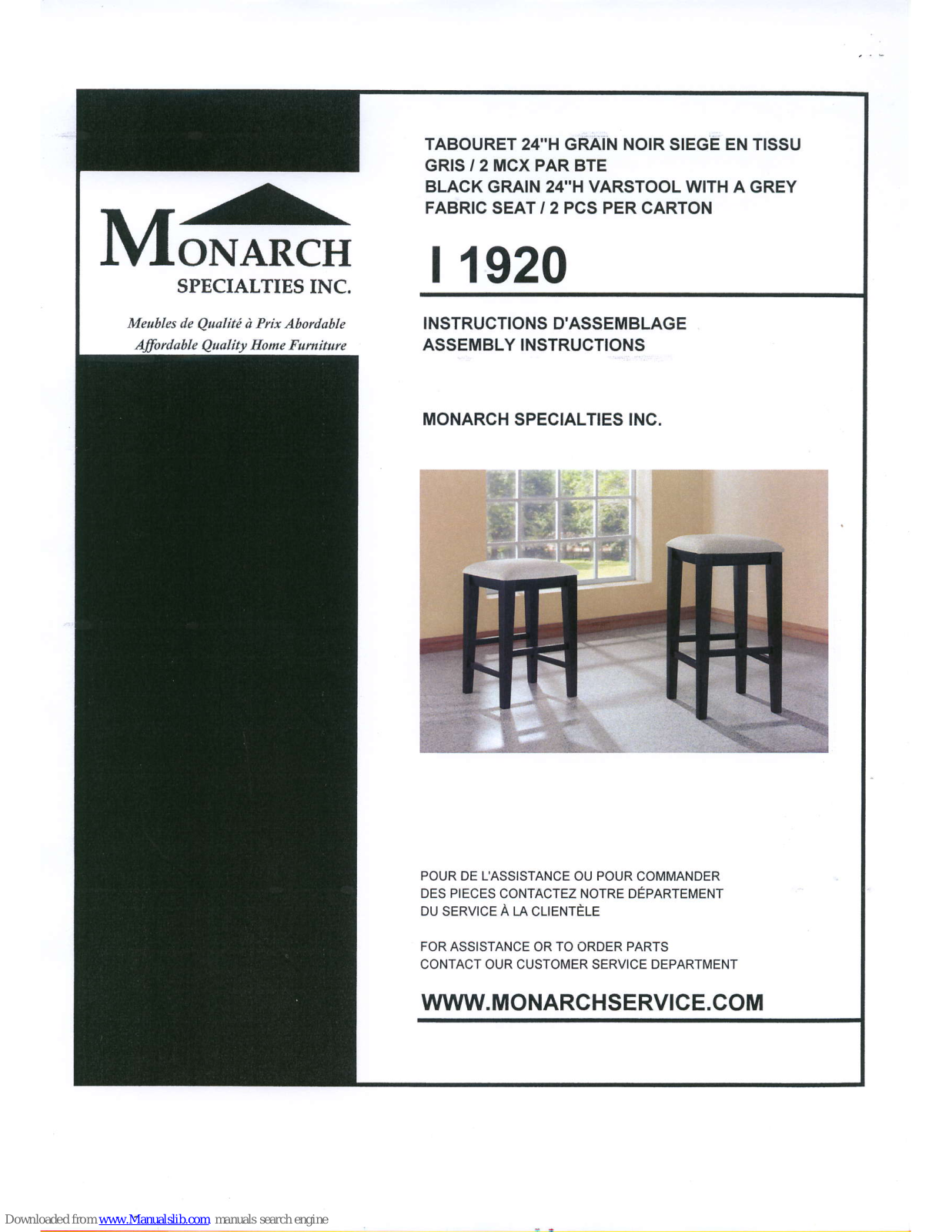 Monarch I 1920 Assembly Instructions Manual - ManualMachine.com