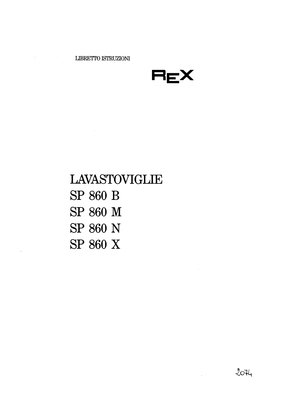 Rex SP860B, SP860M, SP860N, SP860X Manual