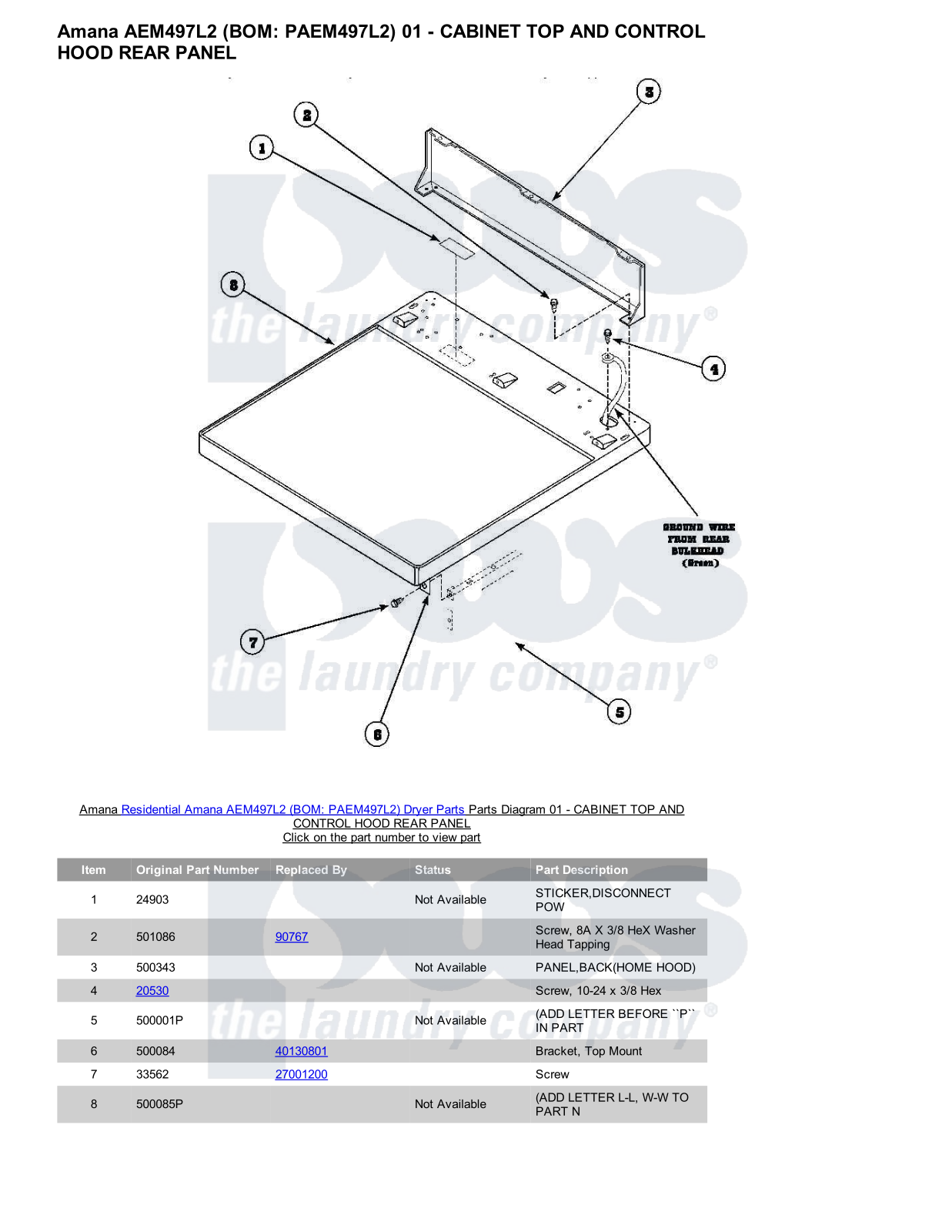 Amana AEM497L2 Parts Diagram