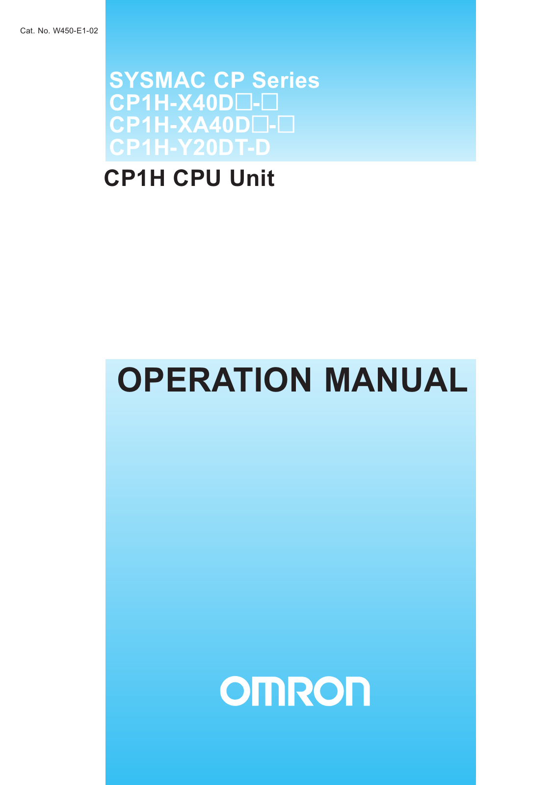 Omron CP1H CPU OPERATION MANUAL