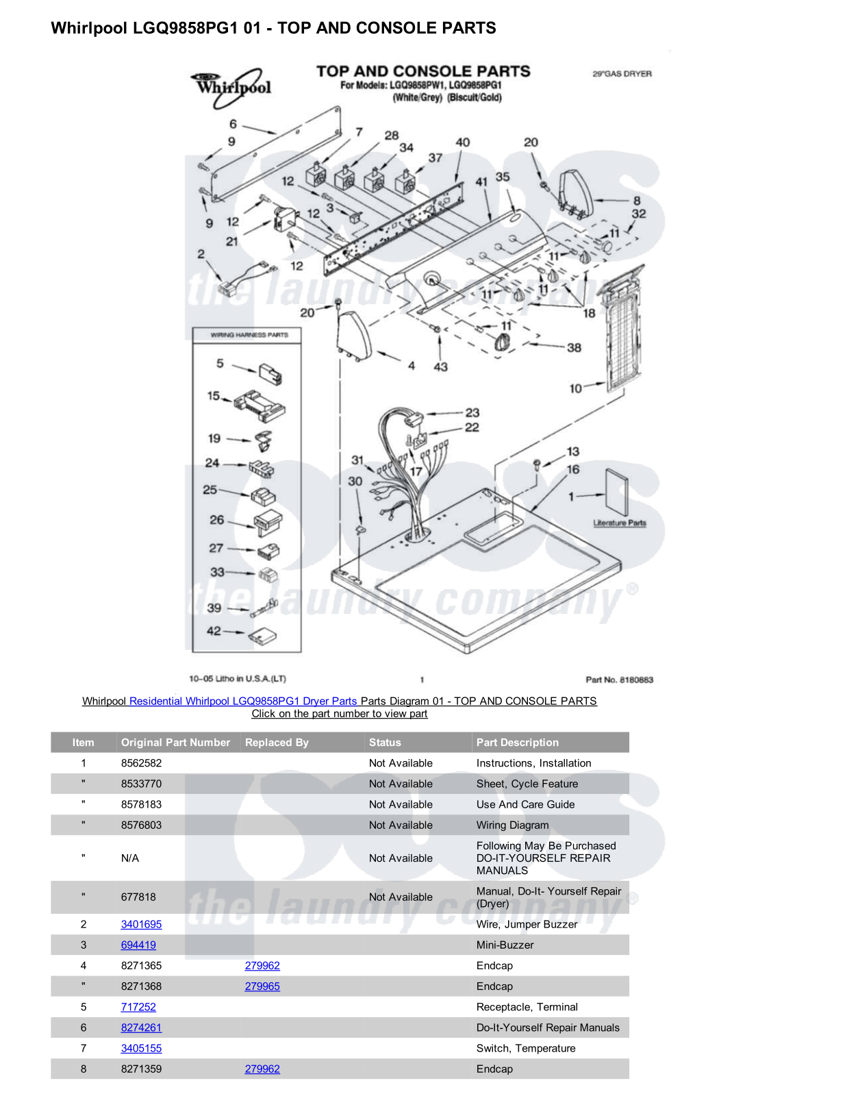 Whirlpool LGQ9858PG1 Parts Diagram