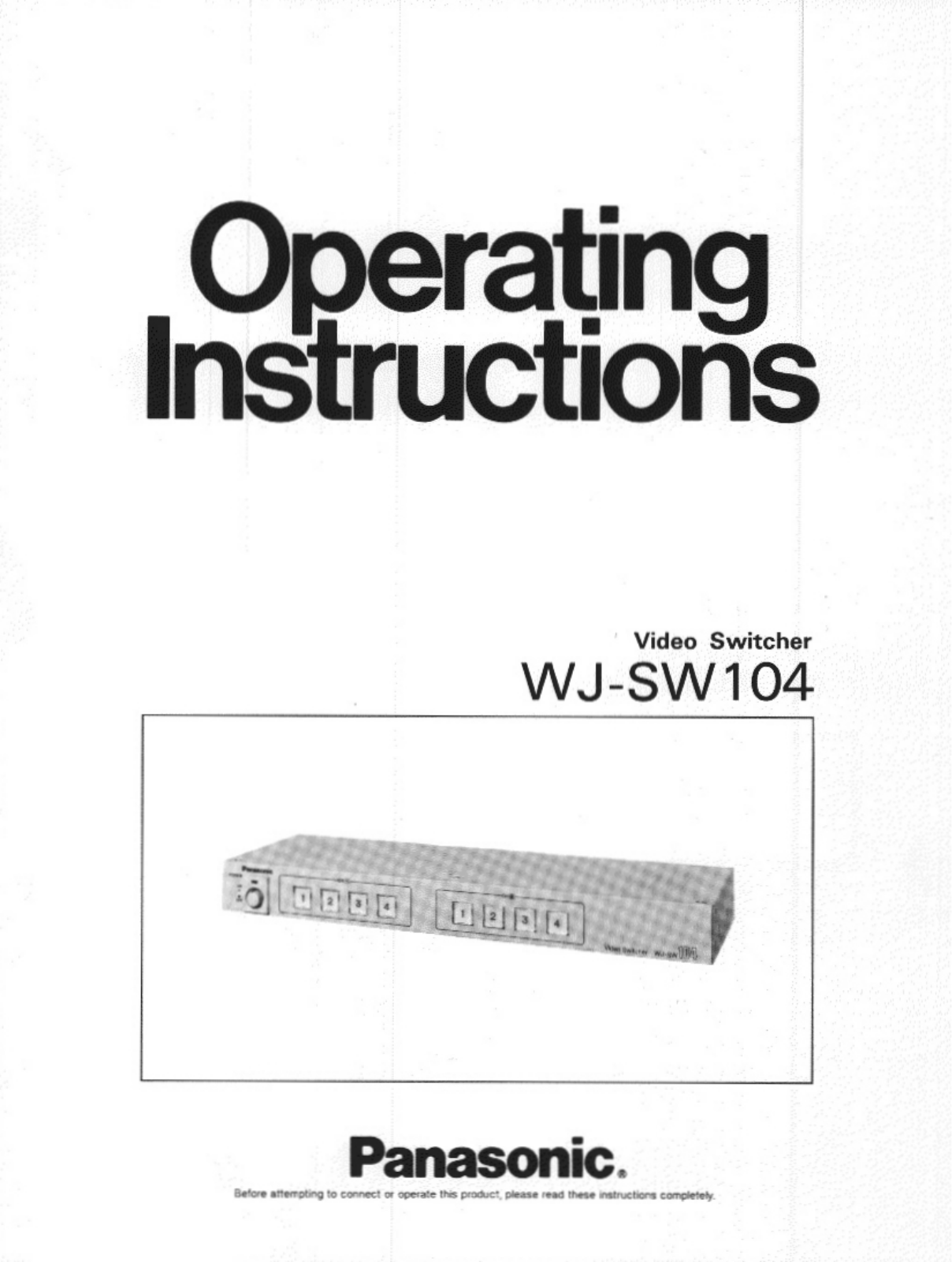 Panasonic WJ-SW104 User Manual