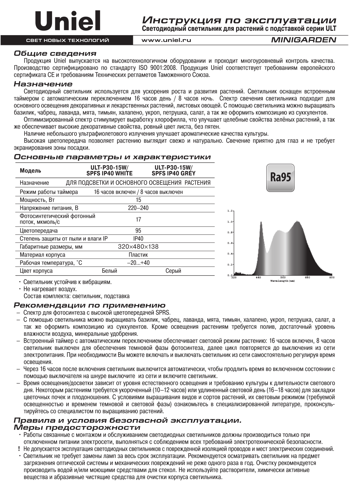 Uniel ULT-P30-15W/SPFS User Manual