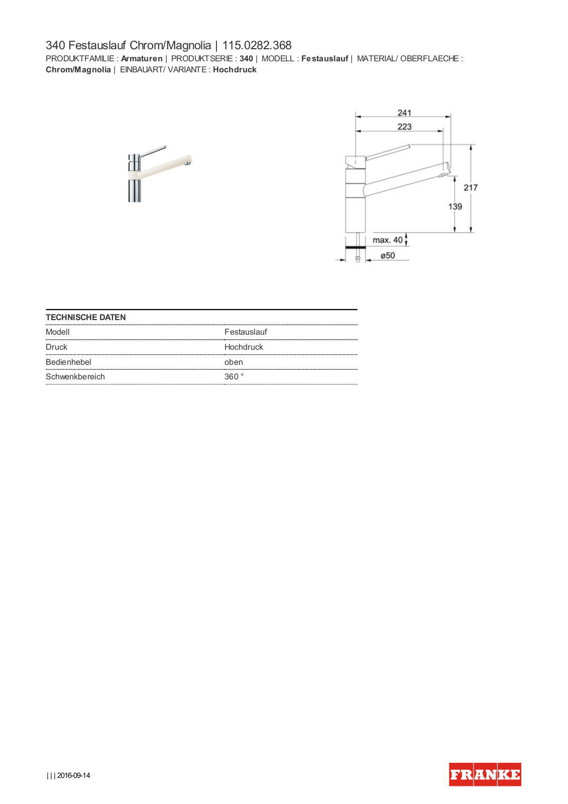 Franke 115.0282.368 Service Manual