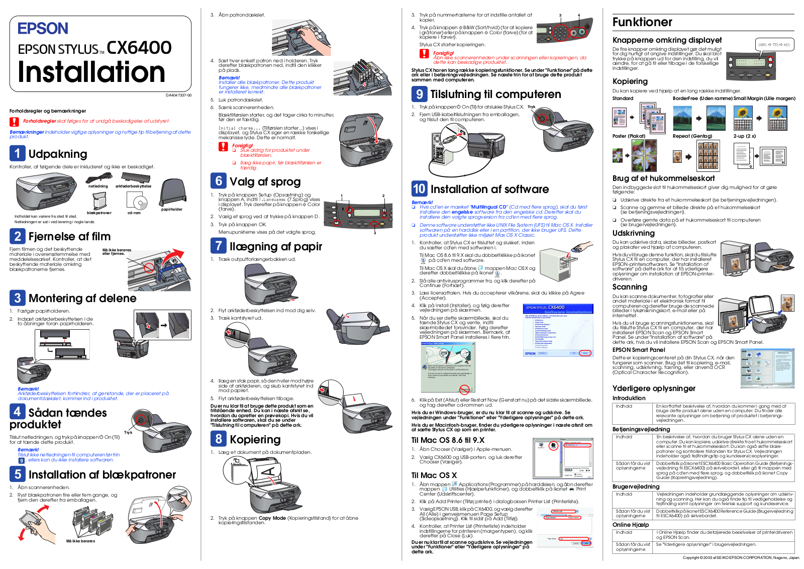 Epson Stylus Cx6400 Installation Manual 2074
