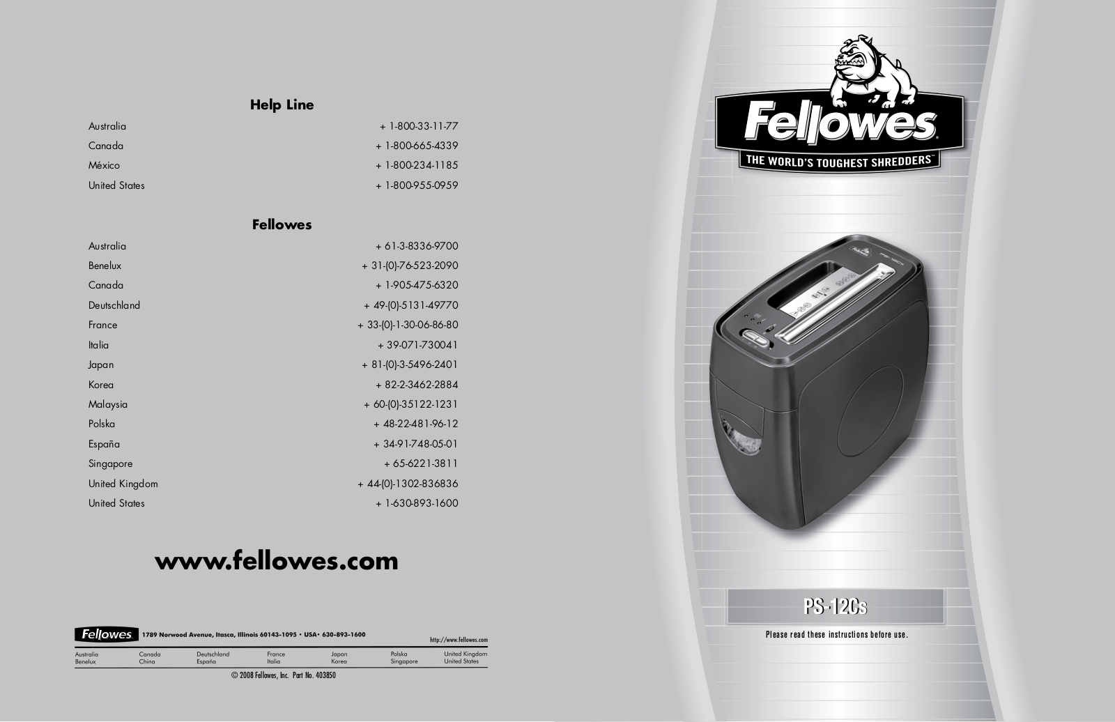 Fellowes PS-12Cs User Manual