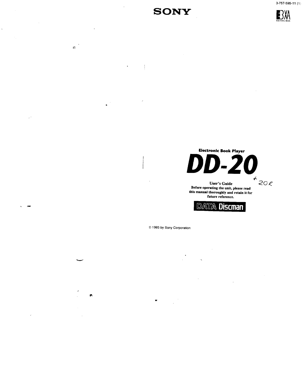 Sony DD20 Operating Instructions