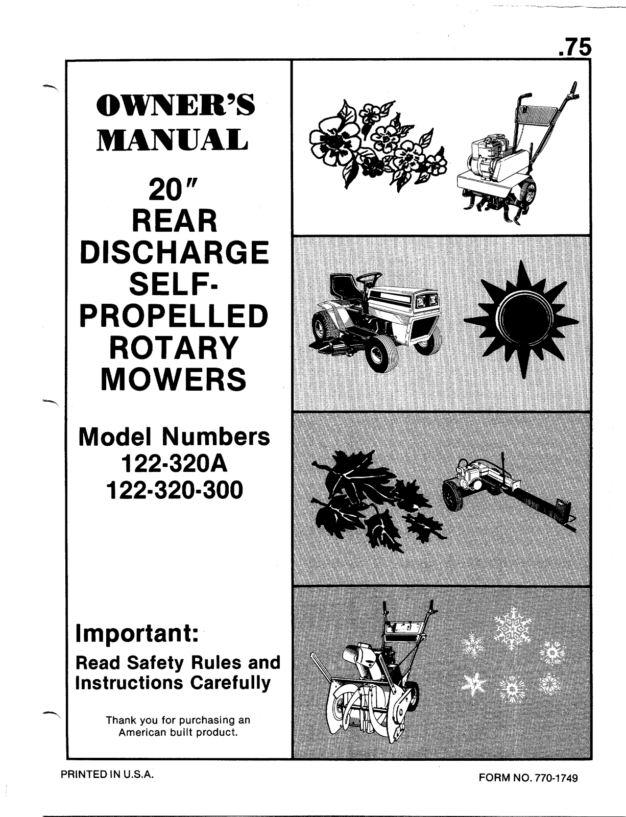 MTD 122-320A, 122-320-300 User Manual