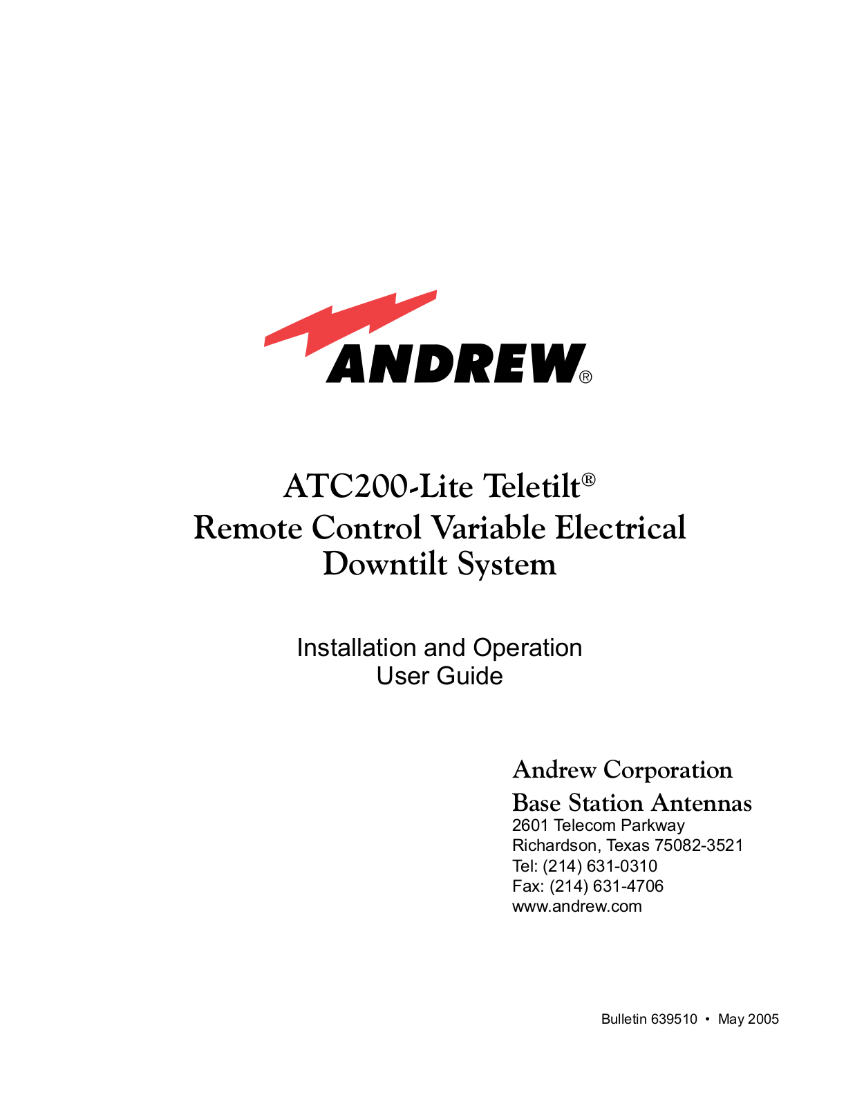 Andrew ATC200-Lite User Manual