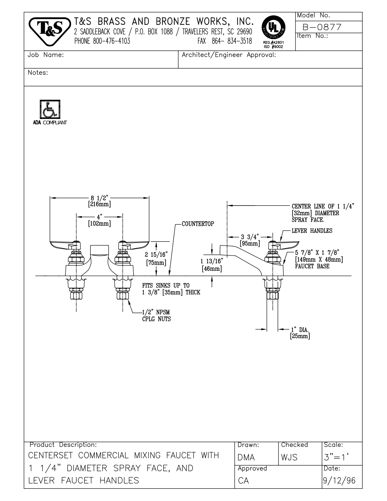 T & S Brass & Bronze Works B-0877 General Manual