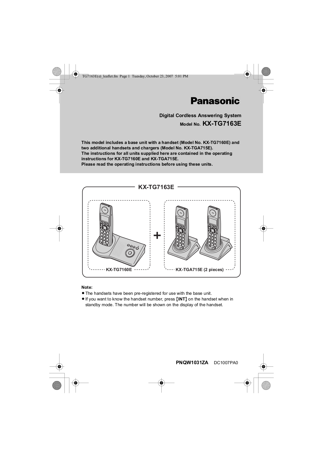 Panasonic KX-TG7163E User Manual