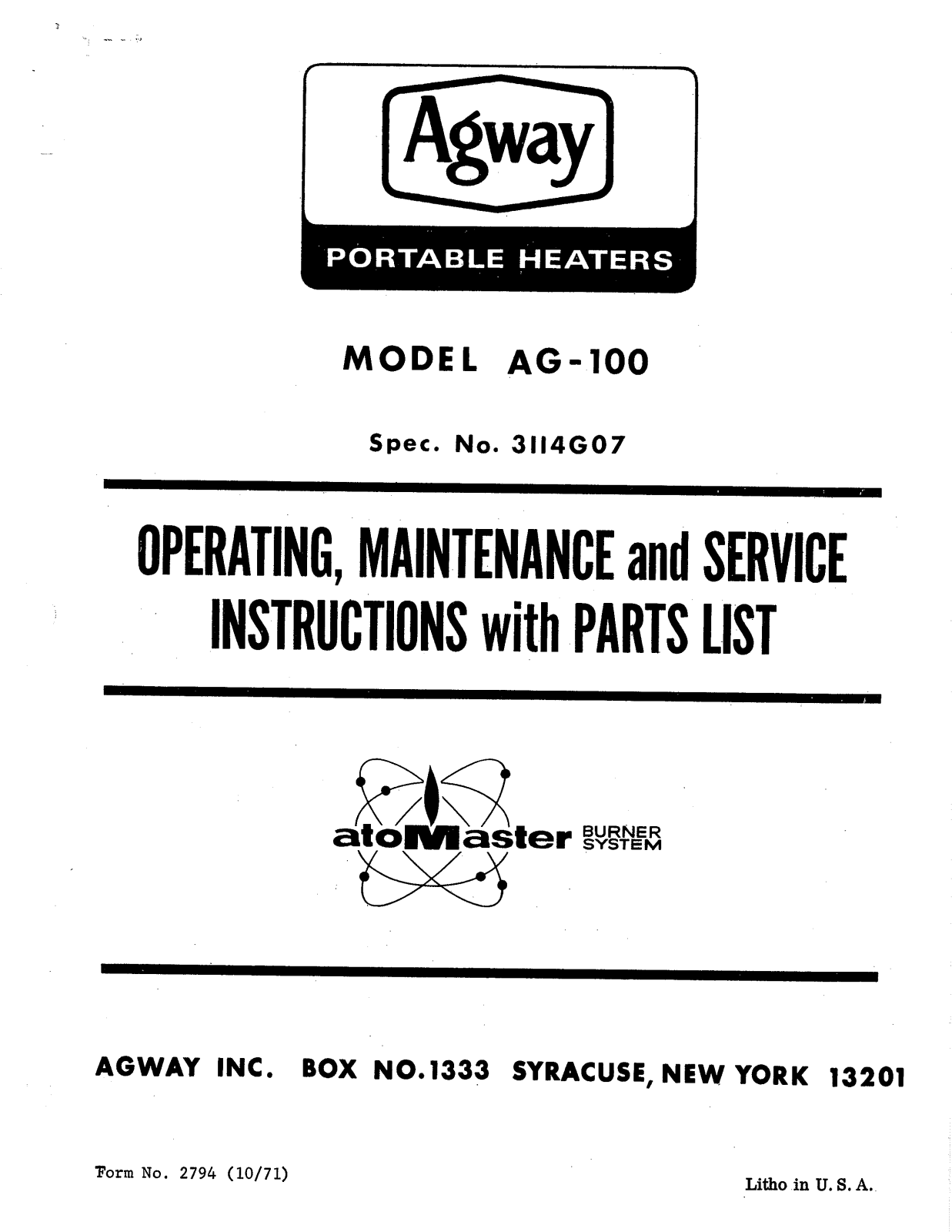 Desa Tech AG100 Owner's Manual