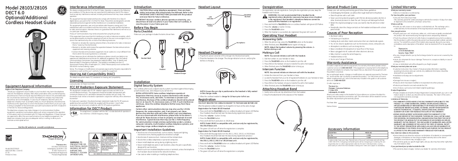 GE 28103EE1 User Manual