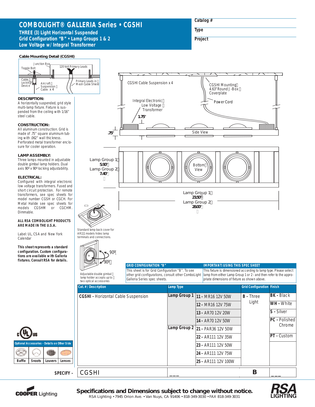 Cooper Lighting CGSHI User Manual