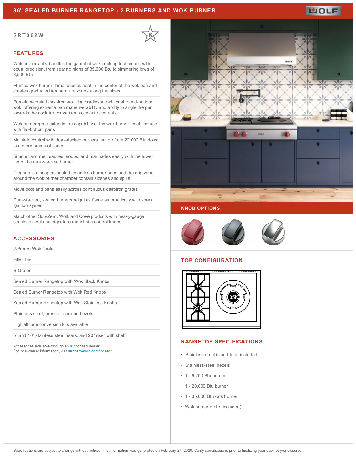 Wolf SRT362W Quick Reference Guide