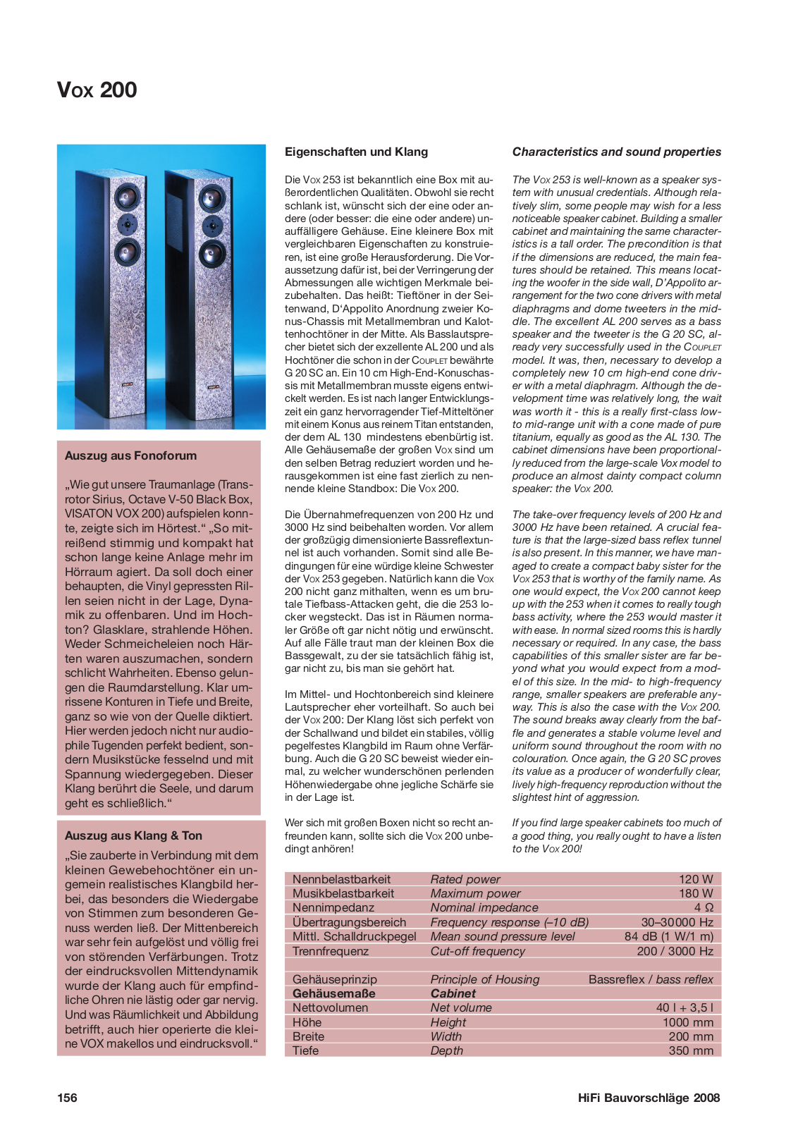 VISATON VIS VOX 200 Datasheet - ManualMachine.com