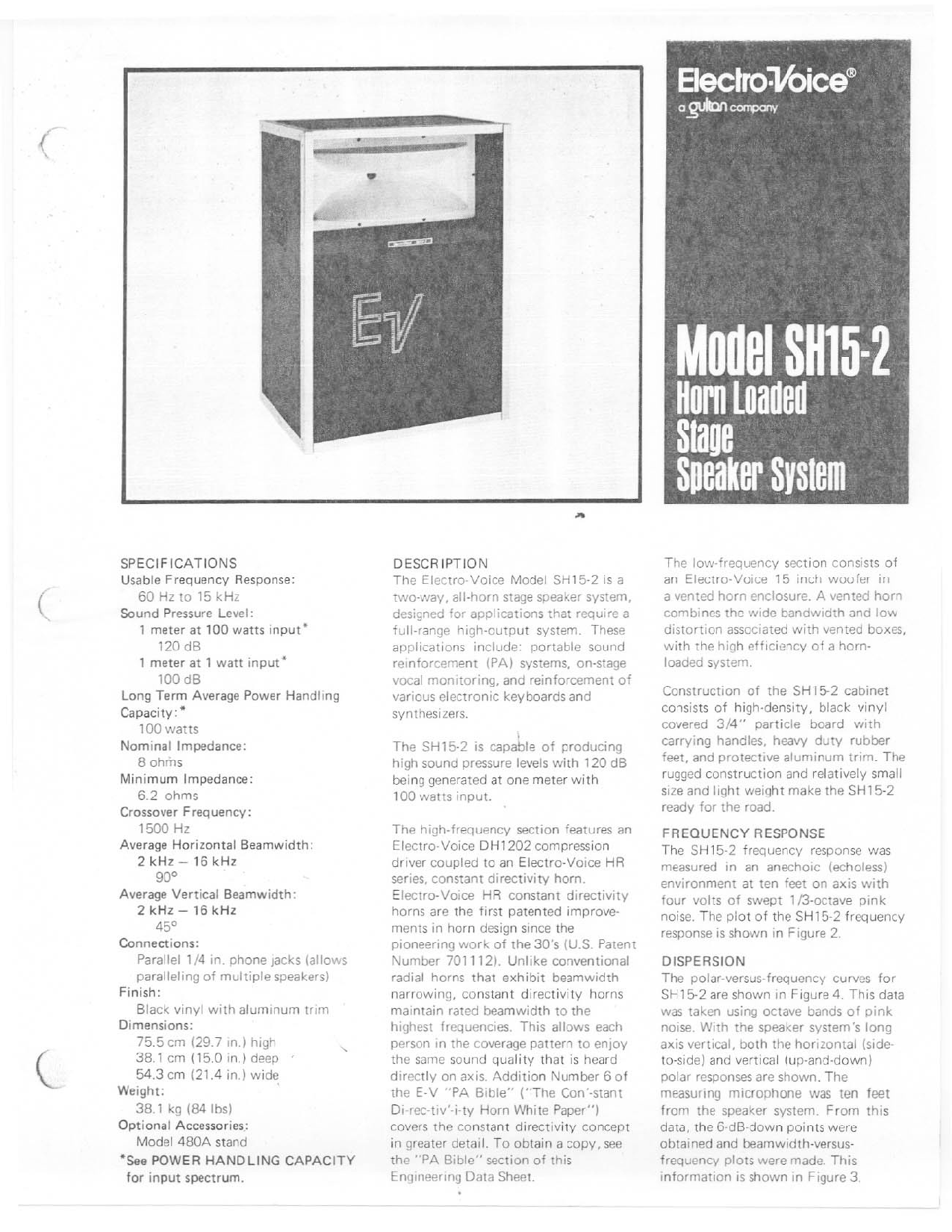 Electro-Voice SH15-2 User Manual